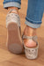 Gray Vintage Leather Stitching Studded Wedge Sandals