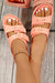 Pale Chestnut Double Buckle Strap Flat Slides Shoes