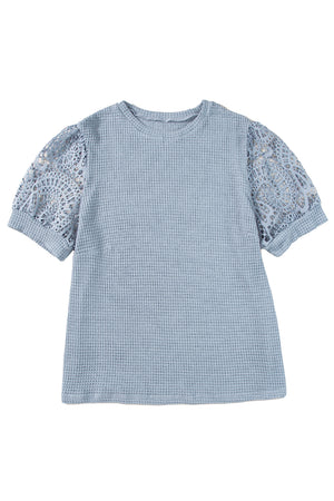 Ashleigh Blue Plus Size Textured Knit Lace Sleeve T Shirt