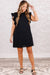 Black Plain Keyhole Back Ruffle Plus Mini Dress