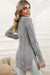 Gray Ribbed Trim Hollow Knit Side Slits Cardigan