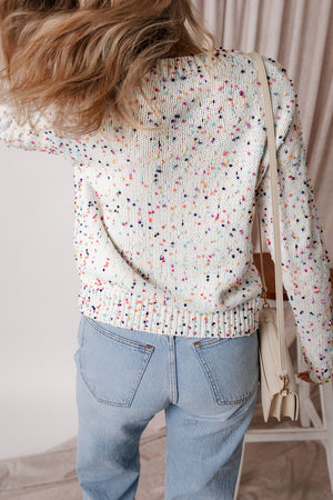 Aruba Blue Confetti Knit Cropped Cardigan