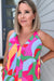 Multicolour Plus Size Abstract Print V Neck Racerback Sleeveless Top