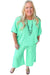 Mint Green Textured Batwing Sleeve Tee & Wide Leg Pants Plus Size Set