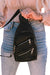 Black Faux Leather Zipped Sling Bag