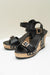 Camel Rivet Buckle Closure Wedge Sandals