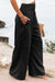 Black Shirred High Waist Plus Size Wide Leg Pants