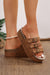 Beige Cut Out Buckle Straps Stud Platform Slides Shoes