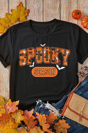 Black SPOOKY SEASON Graphic Halloween T Shirt