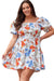 White Floral Smocked Flared Plus Size Dress