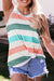 Multicolour Plus Size Striped Crew Neck Tank Top