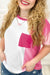 Peach Blossom Colorblock Patchwork Plus Size T Shirt