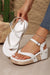 White Casual Faux Leather Wedge Thong Sandals