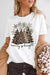 White Leopard Christmas Tree Casual Crew Neck Graphic Tee