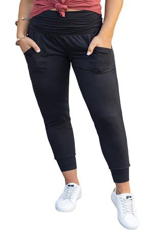 Black Plus Size High Waist Pocketed Skinny Pants