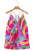 Multicolour Plus Size Abstract Print V Neck Racerback Sleeveless Top