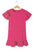 Strawberry Pink Plus Size Swiss Dot Short Ruffle Sleeve Mini Dress