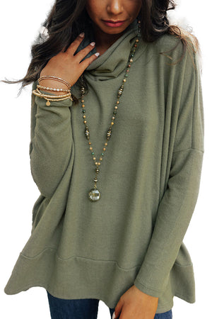 Gray Cowl Neck Loose Fit Tunic Top