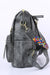 Dark Grey Zip Closure Aztec Pattern Strap Backpack Handbag