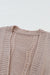 Gray Ribbed Trim Hollow Knit Side Slits Cardigan