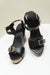 Camel Rivet Buckle Closure Wedge Sandals