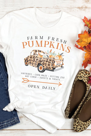 White Pumpkin Truck Graphic Short Sleeve Halloween T Shirt