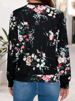 Printed Zip Up Long Sleeve Outerwear