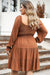 Chestnut Plus Size Smocked Ruffled Sleeve Shirred Mini Dress