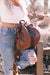 Brown Retro Faux Leather Multi-Functional Zipper Backpack