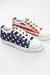 Red and Blue American Flag Print Lace Up Casual Canvas Sneaker