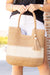 Chestnut Color Block Straw Woven Tassel Decor Tote Bag