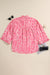 Pink Plus Size Floral Print Frilled Neck Puff Sleeve Blouse