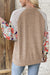 Laurel Green Floral Patchwork Raglan Sleeve Ribbed Blouse