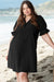 Black Ruffled Puff Sleeve V Neck Plus Size Mini Dress