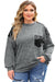 Gray Sequin Patchwork Long Sleeve Plus Size Top