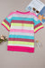 Rose Stripe Colorblock Plus Size Knit Henley Top