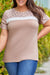 Khaki Leopard Color Block Plus Size Top