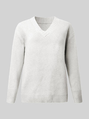 V-Neck Long Sleeve Knit Top