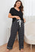 Plus Size V-Neck Top and Plaid Pants Lounge Set