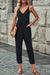 Spaghetti Strap Deep V Jumpsuit with Pockets