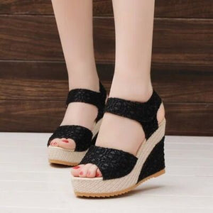 Lace Detail Open Toe High Heel Sandals