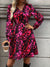 Printed Surplice Long Sleeve Dress