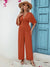 Decorative Button V-Neck Half Sleeve Jumpsuit