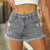 Raw Hem Distressed Denim Shorts