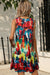 Printed Round Neck Sleeveless Dress with Pockets