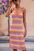 Striped Tie Shoulder Split Cover Up Dress