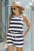 Striped Drawstring Waist Sleeveless Romper