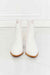 MMShoes Watertower Town Faux Leather Western Ankle Boots in White