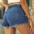 Raw Hem Distressed Denim Shorts