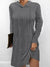 Textured Drawstring Long Sleeve Hooded Dress